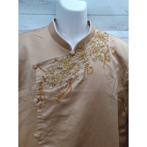 Ethnic Indian Designer Kurta Sherwani Tunic Mens Gold Tone Beaded 6X - Picture 2 of 11
